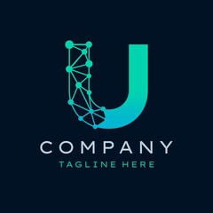Letter U Molecule Logo, Bio tech Connect Dots Science Technology Logo Design Vector © Hamdesain