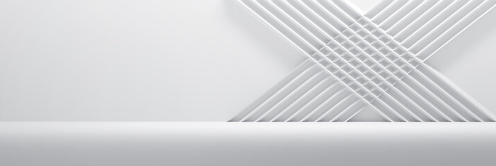 Wide white web banner with crossed lines and copy blank space
