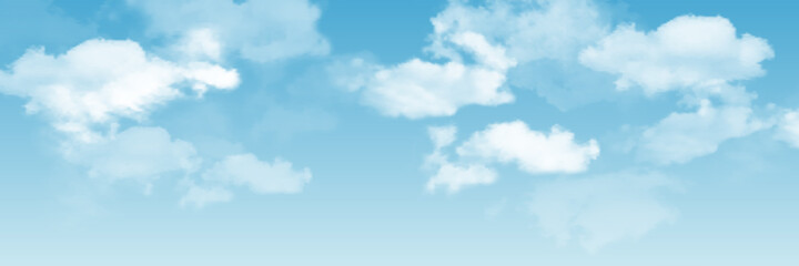 Vector realistic skyscape. Sky with clouds. Sunset.