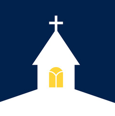 White Church building at night.