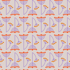 Vector illustration of a seamless pattern. magic herb and flower. on a gray background. for printing on textiles, for wall design.