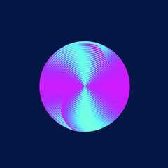 Spiral, swirl logo.Twirl symbol isolated on dark bakground.Circular disk icon.Design element.Artistic style vector illustration.Neon colors sign.