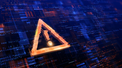 Computer Hacked, System Error, Virus, Cyber attack, Malware Concept. Danger Symbol. 3d rendering. - obrazy, fototapety, plakaty