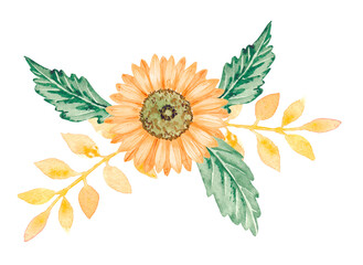 A bouquet of watercolor sunflowers and twigs 1