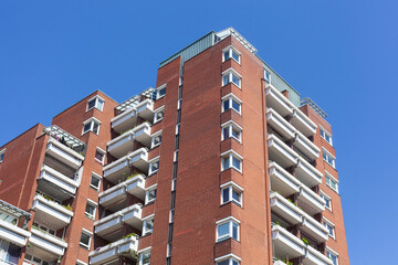 Modernes Wohngebäude aus Backstein, Mehrfamilienhaus, Altona, Hamburg, Deutschland, Europa