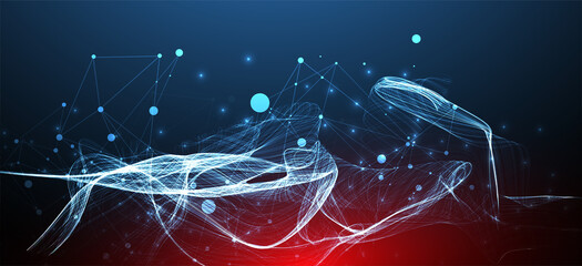 Abstract flowing wave lines. Design element for technology, science, modern concept.