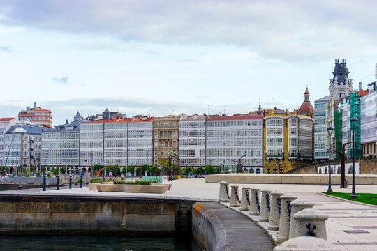 Coruna, Spain. 10-01-2018. View of the promenade of the city of coruna