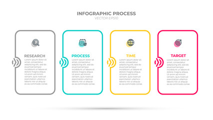 Business process. Timeline infographic template label design with icons and 4 options or steps.