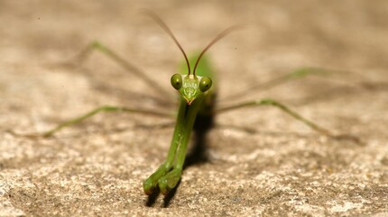 Mantis religiosa frontal view.