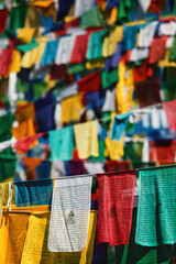 Buddhist prayer flags lunga in McLeod Ganj, Himachal Pradesh, India