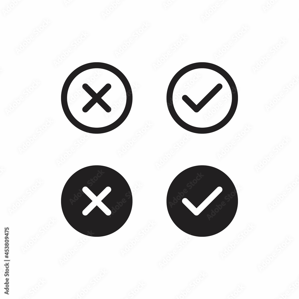 Poster check mark icon vector. reject and accept symbols