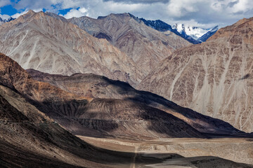 View of Himalayas near Kardung La pass. Ladakh, India