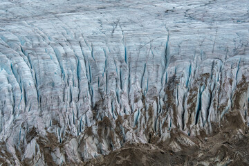 details of the ice structure on Aletsch Glacier in the swiss alps