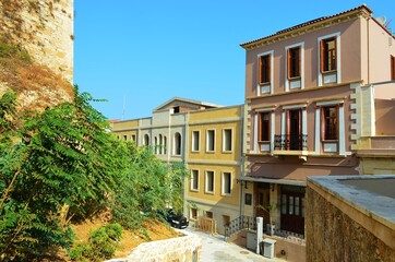 Architecture and street in the old town of Chania, Crete, Greece 