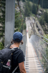 impressive Aspi-Titter suspension bridge between Bellwald and Fiesch in Valais