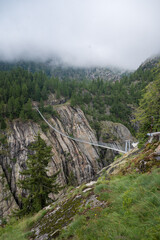 impressive Aspi-Titter suspension bridge between Bellwald and Fiesch in Valais