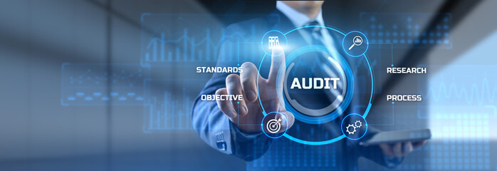 Audit Auditor Financial service compliance concept on screen.