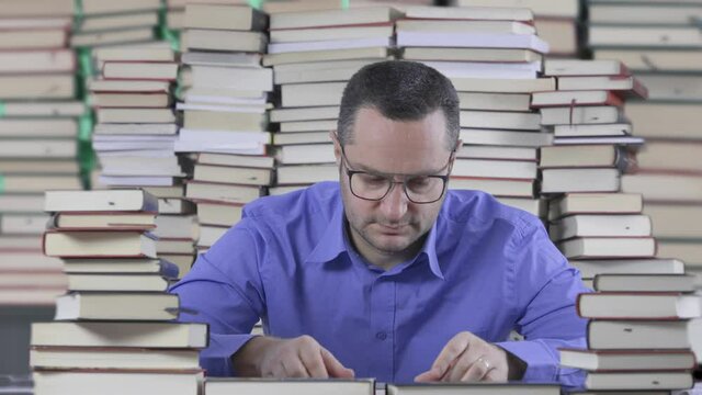 Man starting to study for the exam