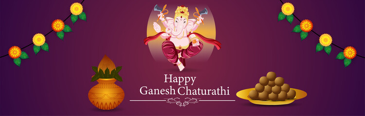 Happy ganesh chaturthi celebration banner