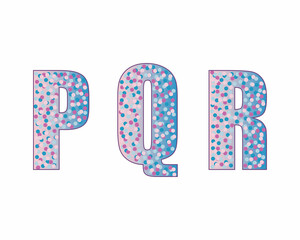 Letter p q r. Perfect for greeting cards, party invitations, posters, stickers, pin, scrapbooking, icons.