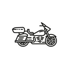 Motorcycle vector outline style black linear icon isolated