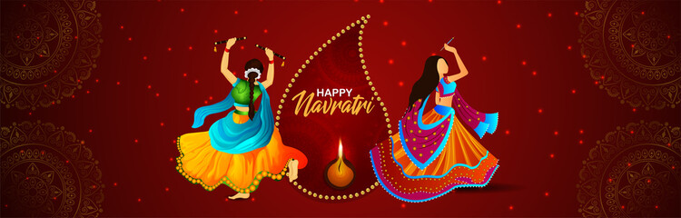Creative vector illustration of happy navratri celebration banner