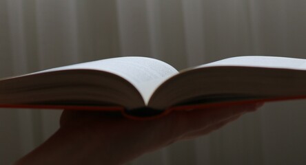 hand holding an open book