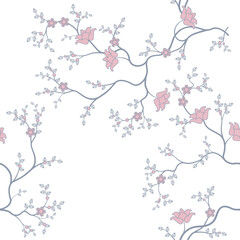 seamless pattern of flowering branches