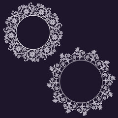 Round White Lace Frames Clip art