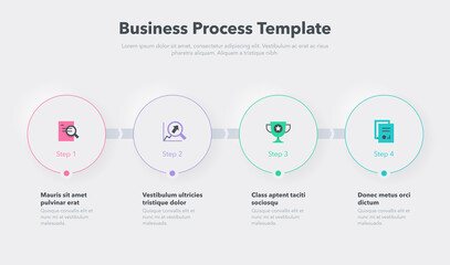 Simple business process template with four steps. Easy to use for your website or presentation. - obrazy, fototapety, plakaty