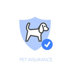 Pet insurance symbol with a protective shield and a pet. Easy to use for your website or presentation.