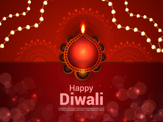 Naklejka premium Indian festival happy diwali celebration greeting card