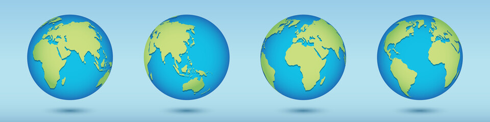 Set of planet Earth icons for web banner