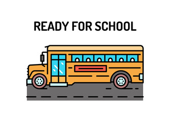 Ready for school olor line icon. Transportation of children.