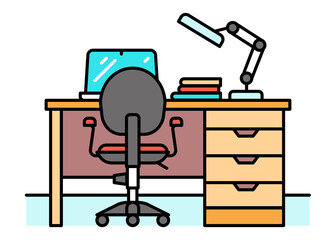 Workplace olor line icon. Pictogram for web page, mobile app