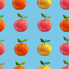 Set of hand drawn cute apples.  Fruit illustration. Seamless pattern.