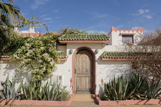 beautiful exotic entrance door in Mirleft, Morocco