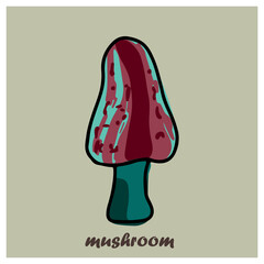 Isolated card with colorful autumn mushrooms, honey agarics, russula, boletus. Preschool cards. Set of autumn social media stories. Autumn stickers. Bright postcards. Vector eps 10