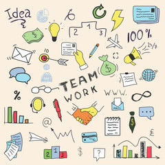 Icon business in doodle hand drawn style.