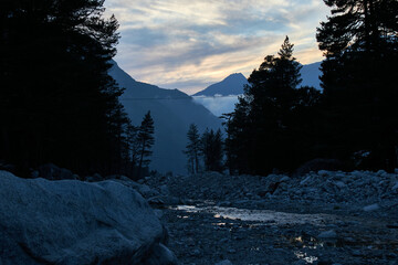 sunset over the mountains Elbrus