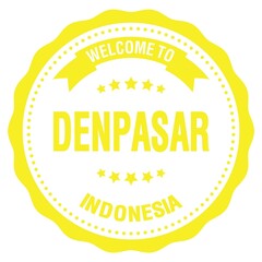 WELCOME TO DENPASAR - INDONESIA, words written on yellow stamp