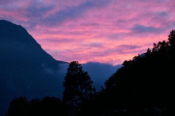sunset over the mountains