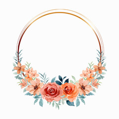 Watercolor rose flower wreath