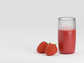 Strawberry isolated. Strawberries on white. 3d rendering
