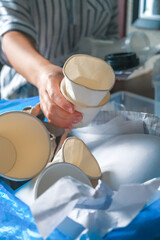 Garbage Sorting garbage onto glass, sheets and paper at home Garbage recycling, pollution proof, anti plastic, Zero waste, eco friendly Deliberate sorting of garbage