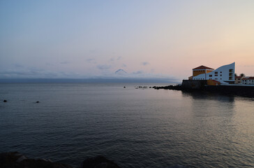 Sunset in the bay of Velas, in the island of Sao Jorge, Azores