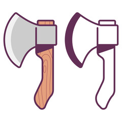 Axe vector cartoon icons set isolated on a white background.