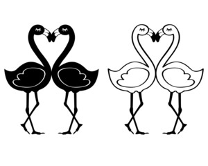 Heart Shape Cute Silhouette Flamingo Collection 