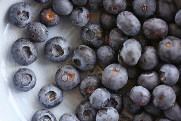 blueberries in a plate on the table background