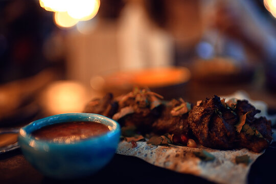 Table Setting In Restaurant Dinner Abstract View Interior Hotel